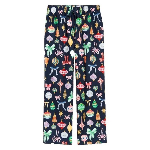 Old Navy Women XL Flannel Pajama Pants Christmas Ornaments Winter Xmas Mid Rise - Picture 1 of 5